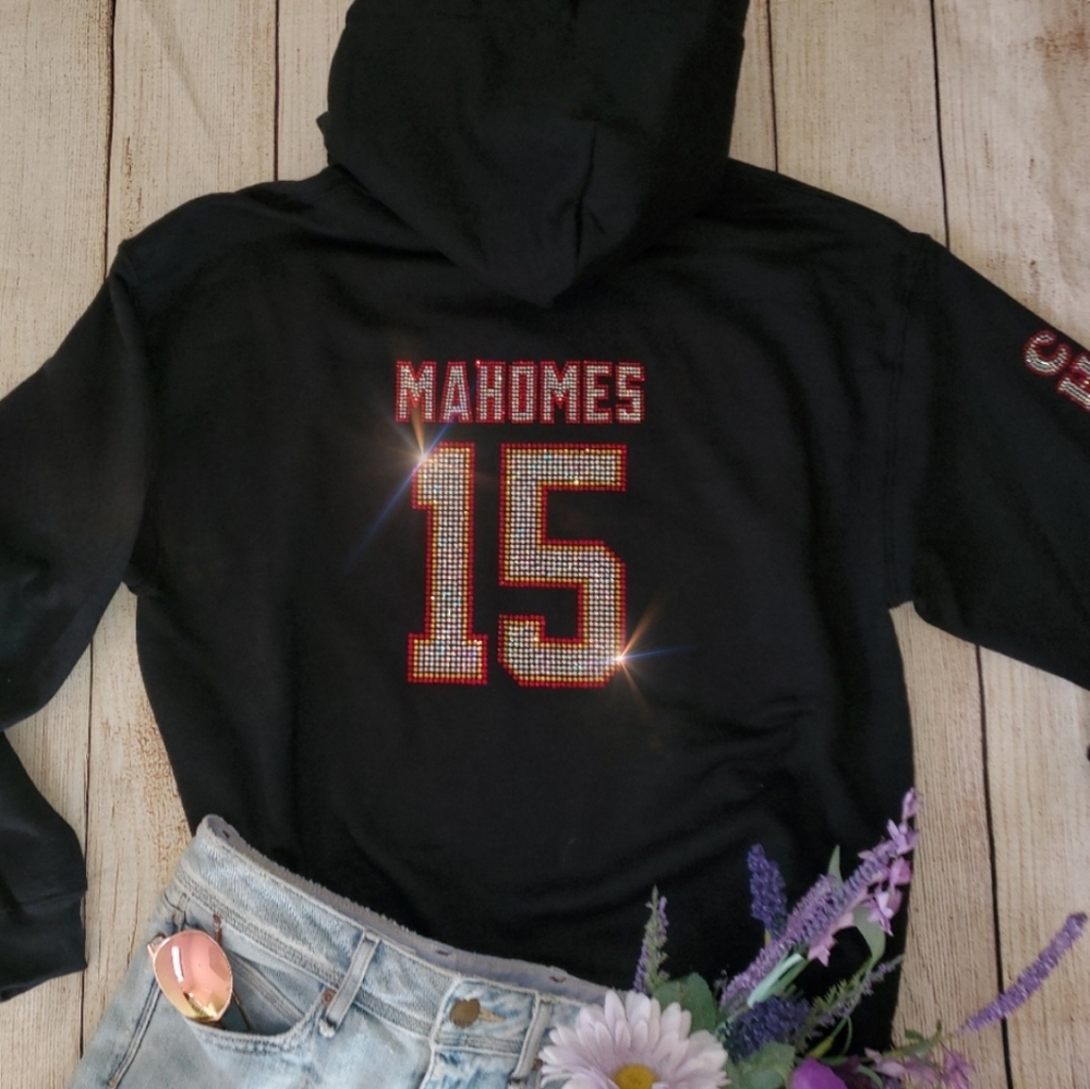 New Kansas City Chiefs Mahomes Sz Xtra Small Rhinestone UNISEX Hoodie Sweatshirt